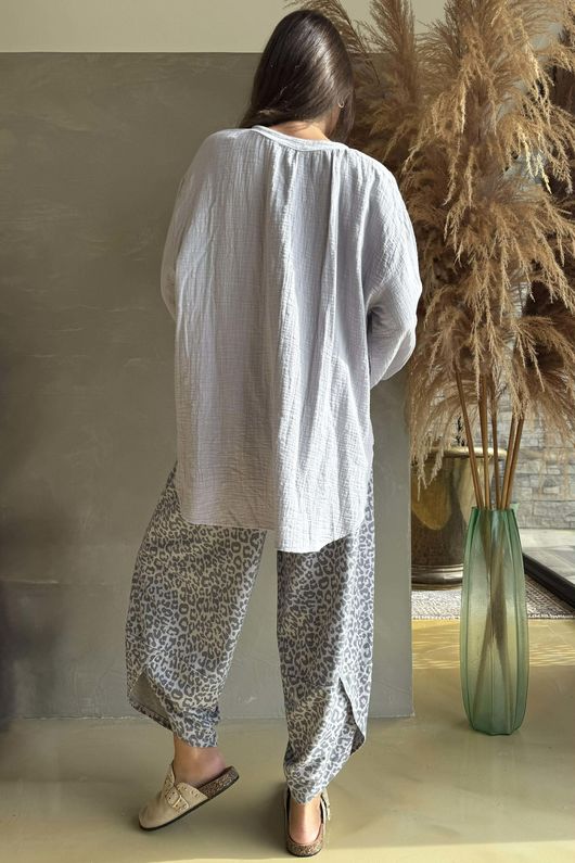 Laurie Cushion Cotton Blouse Smoke